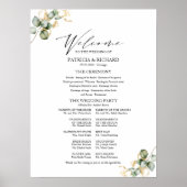 Poster Panneau de programme de mariage à feuillage doré é (Devant)
