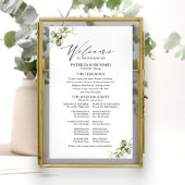 Poster Panneau de programme de mariage à feuillage doré é