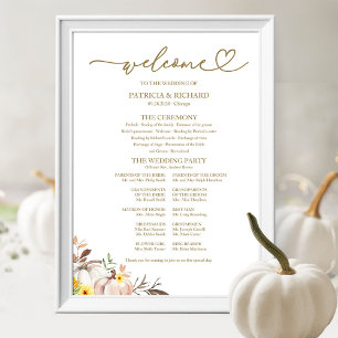 Poster Panneau de programme de mariage automnal au tourne