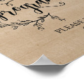 Poster Panneau de programme de mariage aux vignes rustiqu (Coin)