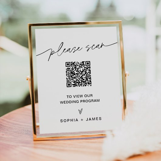 Poster Panneau de programme de mariage avec code QR EVERL
