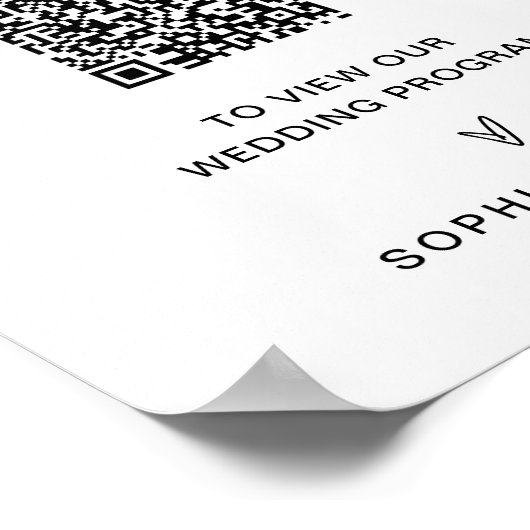 Poster Panneau de programme de mariage code QR EVERLEIGH (Coin)
