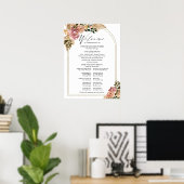 Poster Panneau de programme de mariage floral boho couleu (Bureau à domicile)