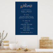 Poster Panneau de programme de mariage Navy Blue & Rose G (Cuisine)