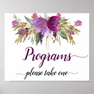 Poster Panneau de programmes de mariage avec étincelles d