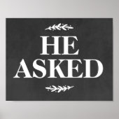 Poster Panneau de Proposition de Mariage Il a Demandé (Devant)