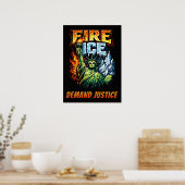 Poster Panneau de protestation anti-Glace de feu, Télécha (Cuisine)