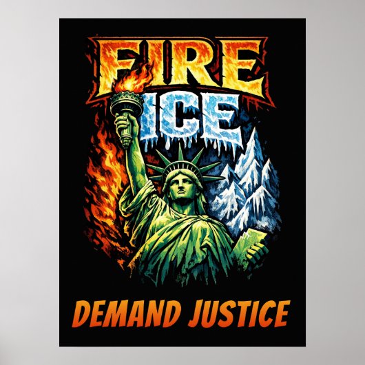 Poster Panneau de protestation anti-Glace de feu, Télécha (Devant)