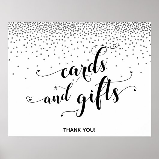 Poster Panneau de réception Coeurs et Argent, Cartes et C (Devant)