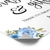 Poster Panneau de réception de mariage boho bleu Cartes & (Coin)