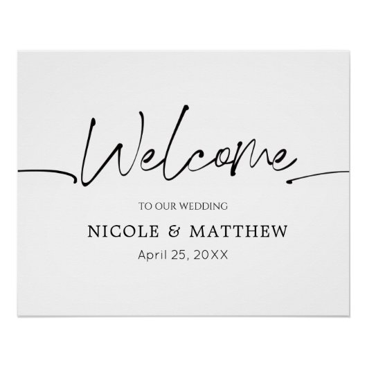 Poster Panneau de réception de mariage en calligraphie mo (Devant)