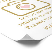 Poster Panneau de Réception de Mariage en Rose et Or (Coin)