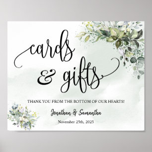 Poster Panneau de réception de mariage eucalyptus Cartes