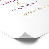 Poster Panneau de réception de mariage floral violet pail (Coin)