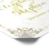 Poster Panneau de réception de mariage Gold Floral Frame (Coin)