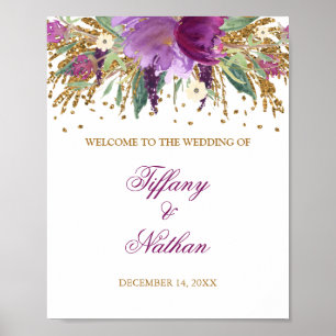 Poster Panneau de Réception de Mariage Paillettes Violett