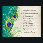 Poster Panneau de réception de mariage Peacock Feathers<br><div class="desc">REMARQUE : Ce panneau est conçu soit pour être encadré dans un cadre avec chevalet pour être posé sur une table d'accueil, soit pour le laminer sur une planche à âme en mousse et utiliser un chevalet en carton pour le faire tenir debout. PALETTE DE COULEUR : bleu turquoise, bleu...</div>