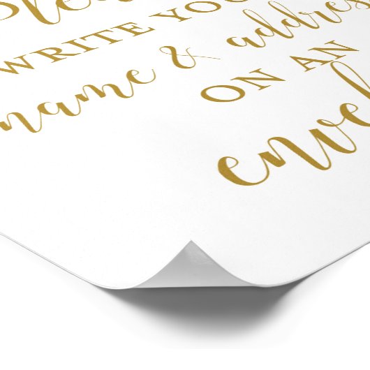 Poster Panneau de Réception de Mariage Rose Pâle et Or (Coin)