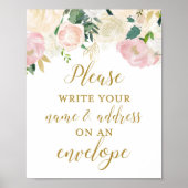 Poster Panneau de Réception de Mariage Rose Pâle et Or (Devant)
