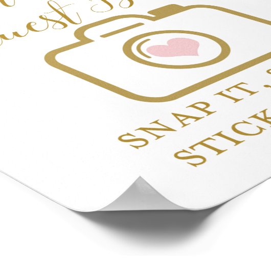 Poster Panneau de Réception de Mariage Rose Pâle et Or (Coin)