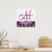 Poster Panneau de réception Mariage damassé noir rose (Cuisine)