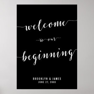 Poster Panneau de réception Noir Mariage Imprimer 20x28