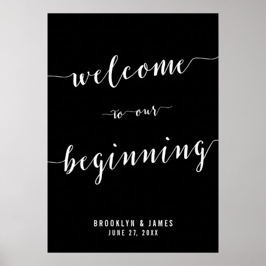 Poster Panneau de réception Noir Mariage Imprimer 20x28 (Devant)