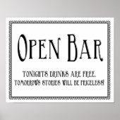 Poster Panneau de réception simple Open Bar Wedding (Devant)
