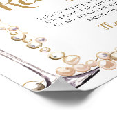 Poster Panneau de recettes de champagne Pearles d'or et P (Coin)