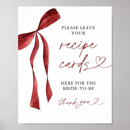 Poster Panneau de recettes pour mariées de la Bow de Bour (Devant)