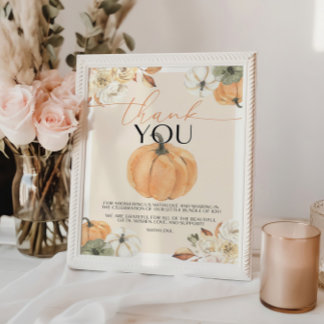 Poster Panneau de remerciement pour Baby Shower sur le th