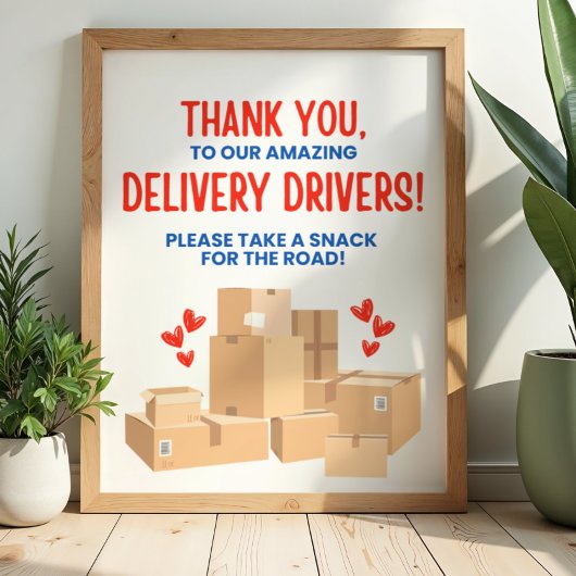 Poster Panneau de remerciement pour chauffeur de livraiso