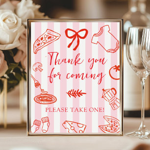 Poster Panneau de remerciement pour la baby shower rouge 