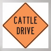 Poster Panneau de route de Cattle Drive (Devant)
