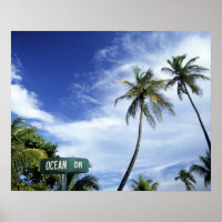 Panneau de route Ocean Drive, South Beach, Miami,