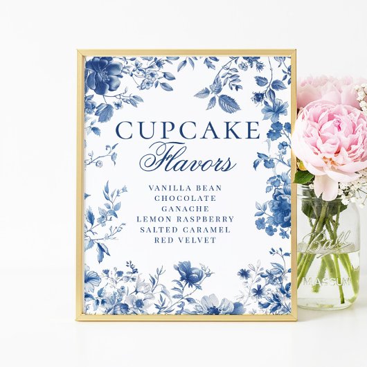 Poster Panneau de saveur de cupcake élégant bleu Toile de