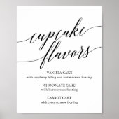 Poster Panneau de saveurs de cupcake en calligraphie noir (Devant)