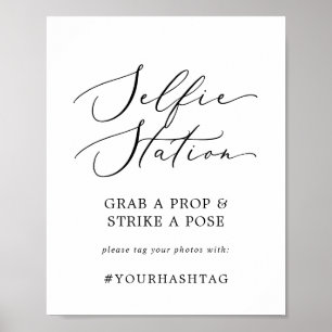 Poster Panneau de selfie délicat noir avec hashtag pour m