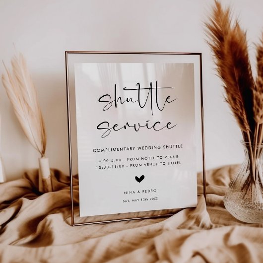 Poster Panneau de service de navette de mariage