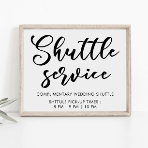 Poster Panneau de service de navette de mariage à écritur