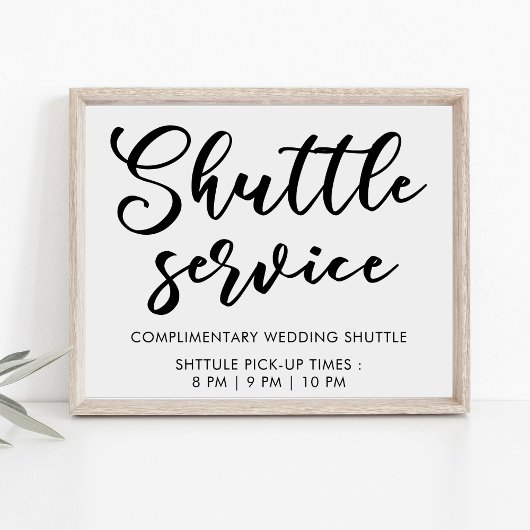 Poster Panneau de service de navette de mariage à écritur