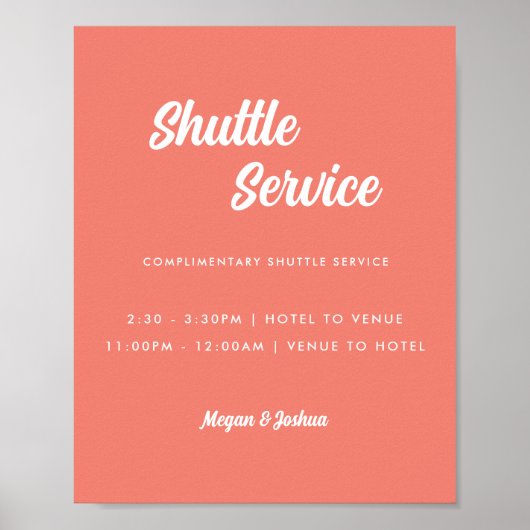 Poster Panneau de service de navette de mariage minimal c (Devant)