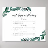 Poster Panneau de services ou de tarification à feuillage (Devant)