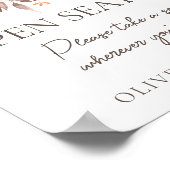 Poster Panneau de siège Brown Floral Mariage blanc (Coin)