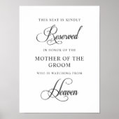 Poster Panneau de siège commémoratif réservé au mariage (Devant)