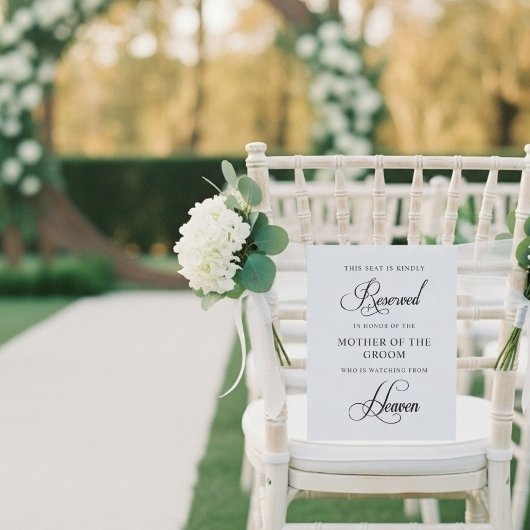 Poster Panneau de siège commémoratif réservé au mariage