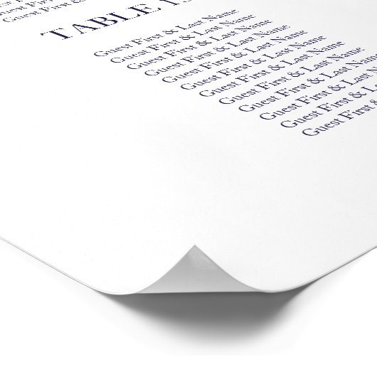 Poster Panneau de siège mariage Chic Marine Bleu (Coin)