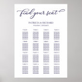 Poster Panneau de siège mariage Chic Marine Bleu (Devant)