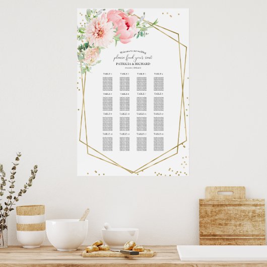 Poster Panneau de siège mariage Flush Élégant (Cuisine)