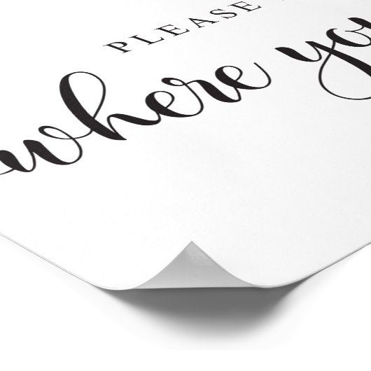 Poster Panneau de siège mariage. S'il vous plaît, asseyez (Coin)